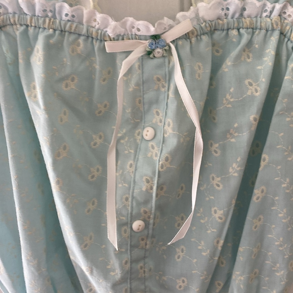 Vintage 70’s Surf & Turf Baby Doll Eyelit Bustier Style Top. Tag Size Large - Picture 2 of 5